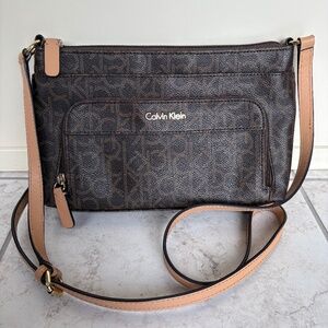 Calvin Klein Vegan Leather Monogram Crossbody Bag Purse